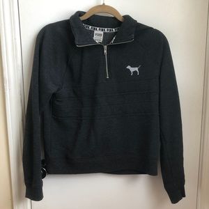 PINK Victoria’s Secret Gray Quarter Zip Sweater